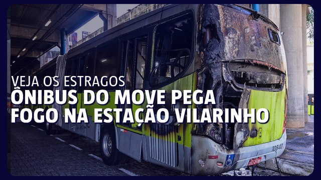 Ônibus do Move pega fogo na Estação Vilarinho. Vídeo mostra estragos