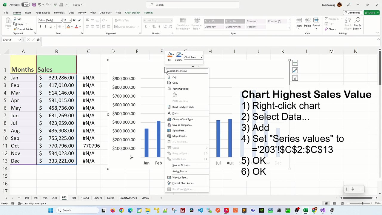 Highlight only the Highest Value in the Excel Chart - Excel Tips and Tricks