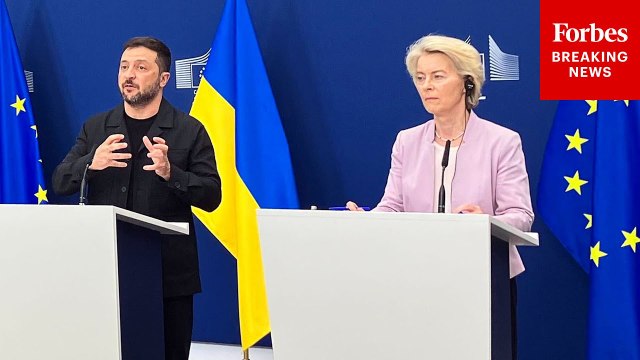 Zelensky, EU President Hold Press Briefing Before Ukraine Leader’s Meeting With Trump In DC