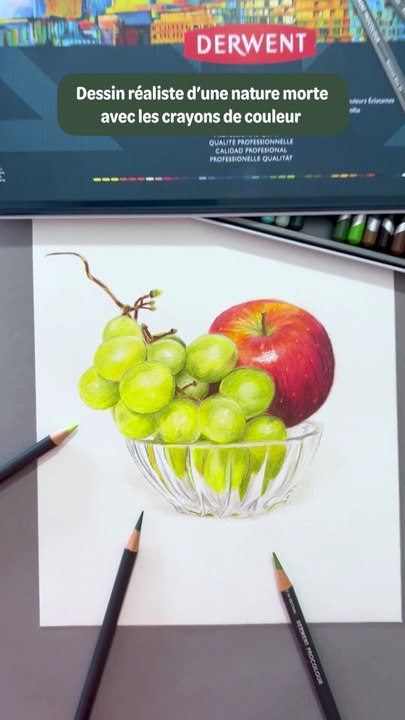 Dessin réaliste d'une nature morte avec les crayons de couleur #dessin #art #draw #drawing
