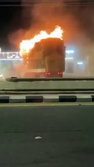Watch: Saudi man drives burning truck away from fuel station