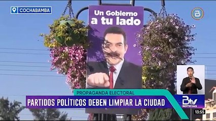 Alcaldía de Cochabamba da plazo de 48 horas para retirar propaganda política de las calles
