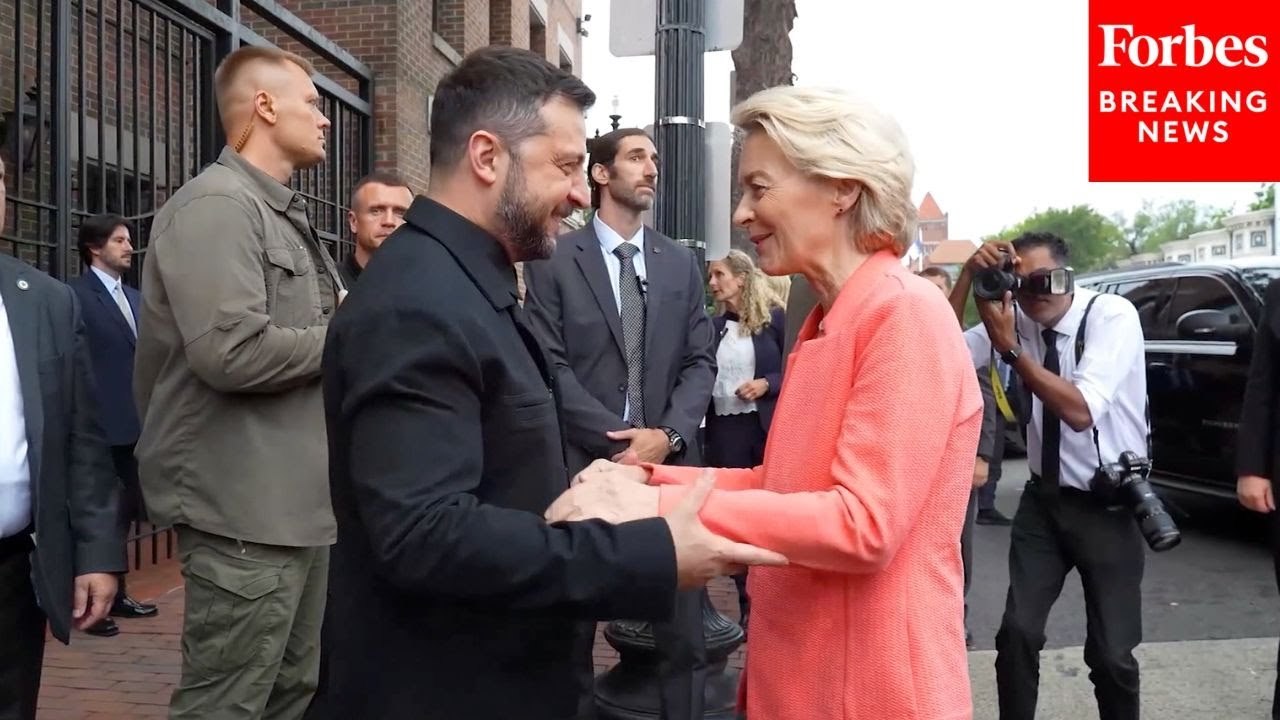 Ukrainian President Zelensky Greets European Leaders At Ukrainian Embassy Ahead Of Trump Meeting