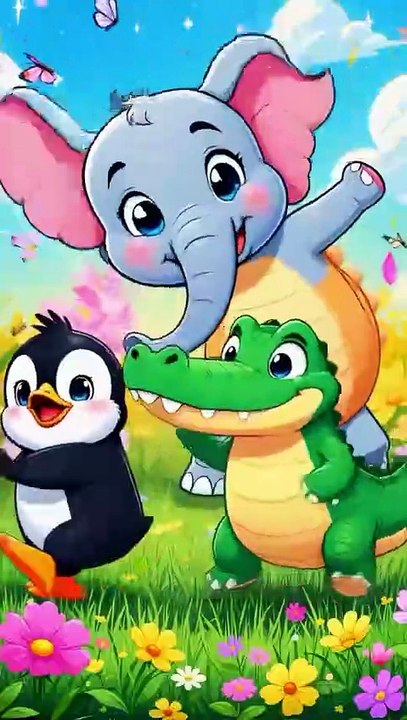 👉 Elephant 🐘 Alligator 🐊 & Little Penguin 🐧 Dancing Joyfully 🎶 | Cute Animal Kids Short