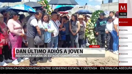Familiares y amigos despiden a joven asesinada a balazos afuera del estadio Cuauhtémoc en Puebla