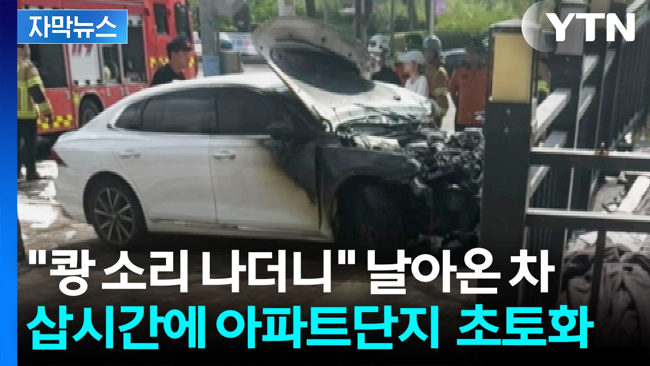 [자막뉴스] 좌회전 차량과 부딪힌 직진 차량...그대로 돌진하며 '아수라장' / YTN
