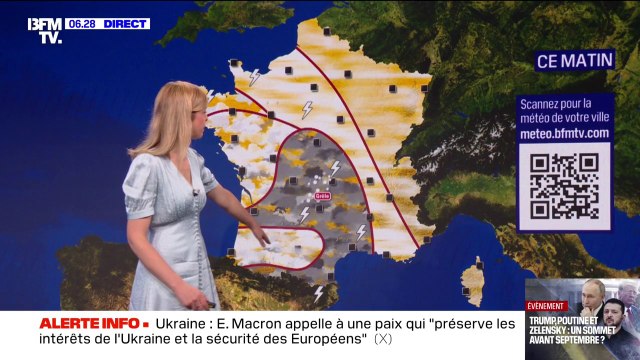 Des orages dans les Pyrénées, les Alpes, le Massif central ou la Bretagne et des températures en baisse globalement
