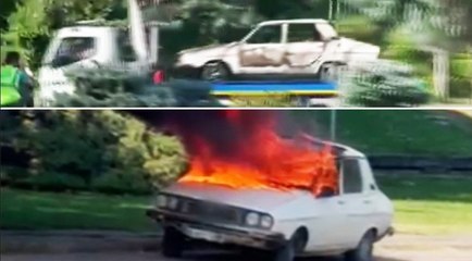 Meclis önünde araç yangını