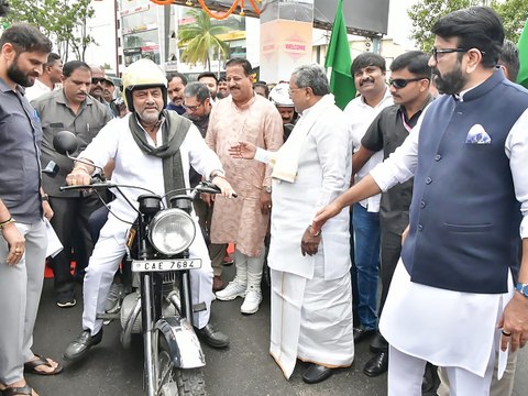 Karnataka Deputy CM DK Shivakumar Rides Bike on Newly Inaugurated Hebbal Flyover