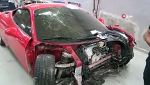 İstanbul'da servisin test sürüşünde 17 milyon liralık Ferrari kazası...