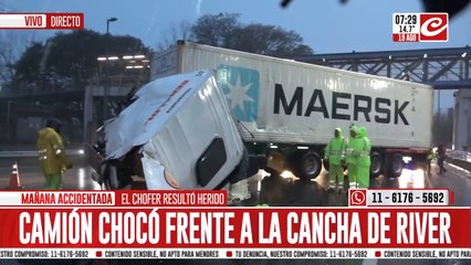 Impresionante choque de camión frente a la canchad e River: hay un herido
