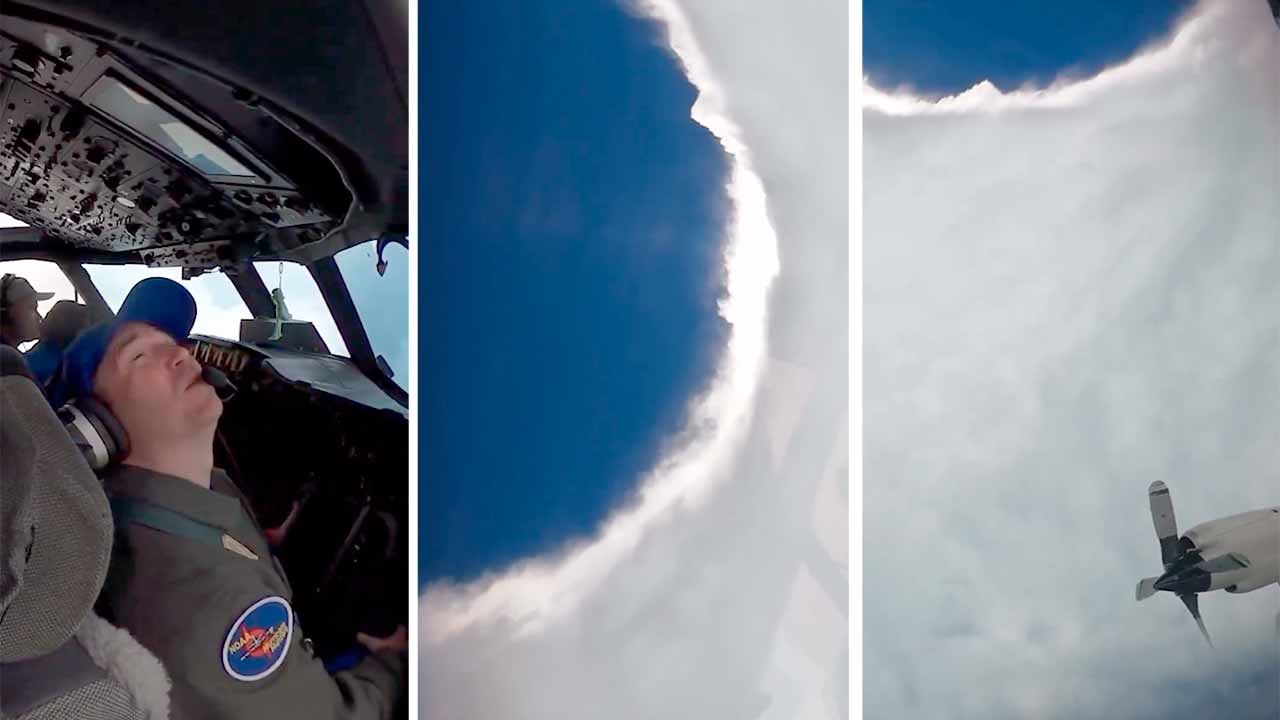 Echte Aufnahmen: NOAA fliegt direkt in Hurrikan Erin der Kategorie 5