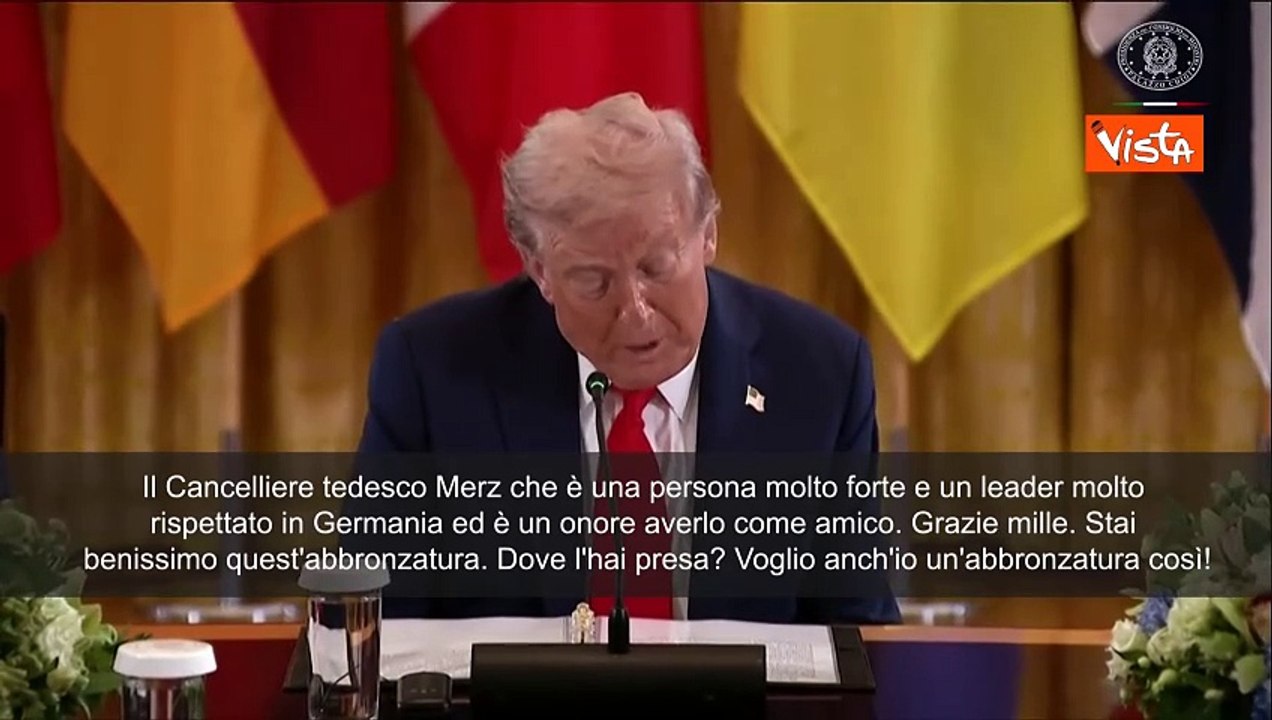 Trump scherza con Cancelliere tedesco Merz: Stai bene con quell'abbronzatura, la vorrei anch'io