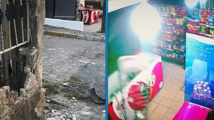 Site duvarına çarpa alkollü sürücü ardından markete girdi