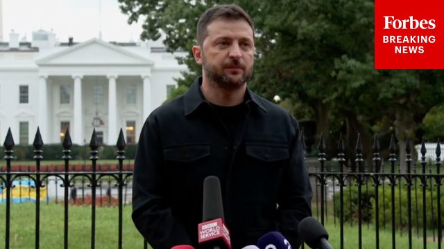Zelensky Speaks To Reporters Outside The White House After Meeting With Trump, EU Leaders