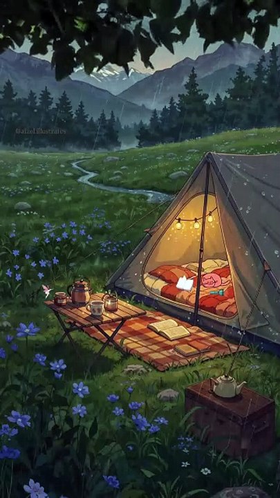 🌧️ Rainy Evening Camping in Tent ⛺ | Relaxing Rain Sounds, Cozy Outdoor Vibes & Nature Ambience #shortReel