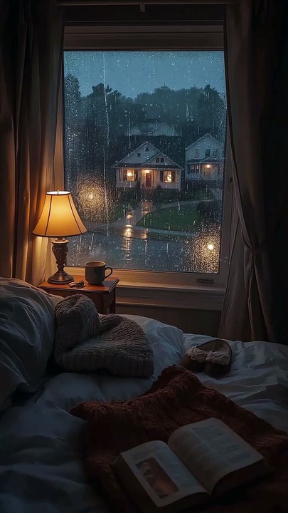 Rainy Night from Bedroom Window 🌧️ | Cozy Rain Sounds & Relaxing Night Ambience #shortreel