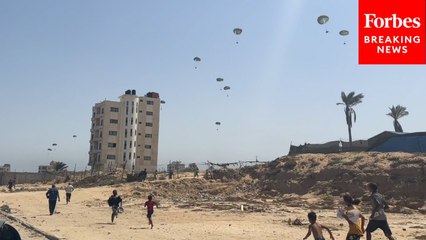 Palestinians Rush To Aid Airdropped Into Gaza