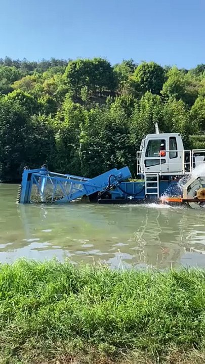Opération faucardage sur le Canal de Bourgogne