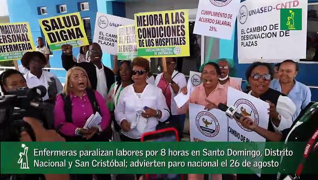 Enfermeras paralizan labores por 8 horas en Santo Domingo, Distrito Nacional y San Cristóbal; advierten paro nacional el 26 de agosto