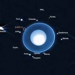 Lua é descoberta orbitando Urano por meio do James Webb