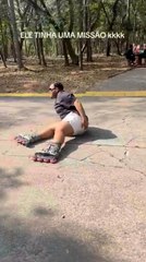 Man Falls Hard While Rollerblading at Park