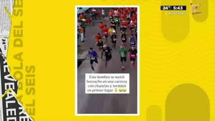 Hombre alcoholizado entra a carrera y la gana