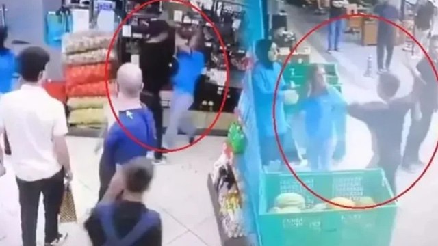 Eski sevgilisini çalıştığı markette darbedip, müşteriyi bıçakladı; olay kamerada