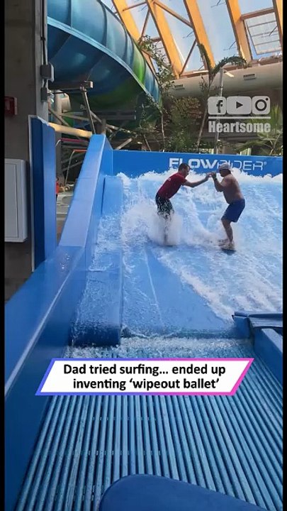 Dad’s EPIC FlowRider Fail 😂 Surf Simulator Wipeout Goes Wrong