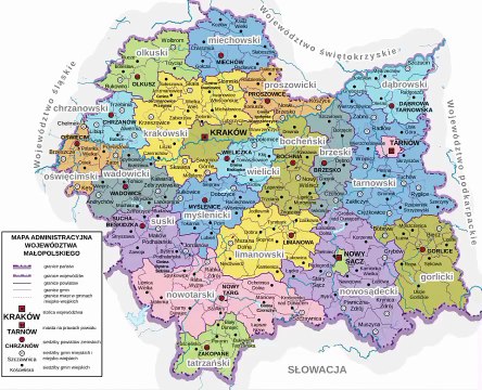 Map of Lesser Poland Voivodeship. Peta Provinsi Polandia Kecil. Lesser Poland Voivodeship Map. Mapa województwa małopolskiego. Carte de la voïvodie de Petite-Pologne. Mapa da Voivodia da Pequena Polônia. Mapa del Voivodato de Pequeña Polonia. マウォポルスカ県の地図
