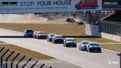 BRSCC Fiesta Junior Championship 2025 Silverstone Race 2 Start Gray Homerstone Big Crash