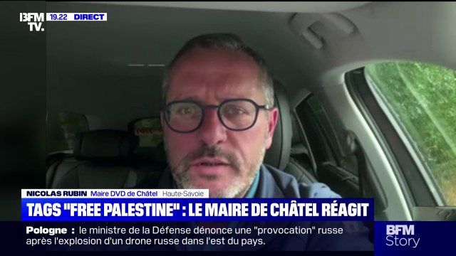 Tags Free Palestine à Châtel: la gendarmerie est en train d'investiguer sur les auteurs , déclare Nicolas Rubin le maire de la ville