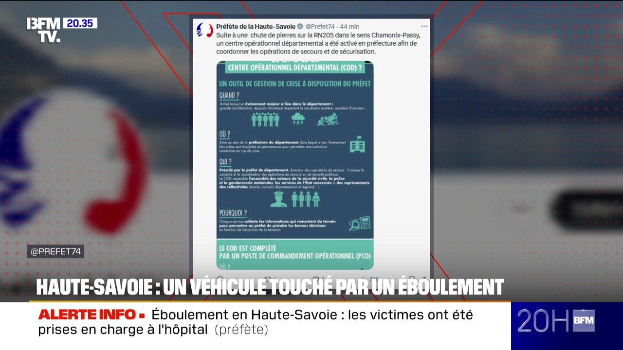 Haute-Savoie: un véhicule touché par un éboulement