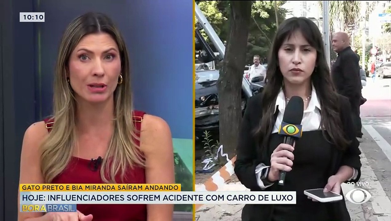 Influencers Gato Preto e Bia Miranda sofrem acidente com carro de luxo