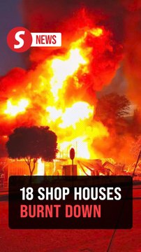 Fire razes 18 shop houses in Johor
