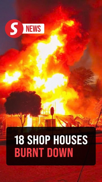 Fire razes 18 shop houses in Johor