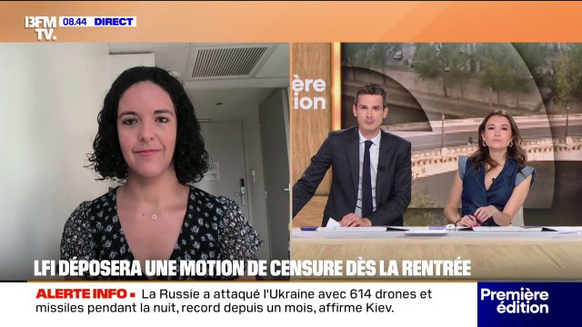 Motion de censure déposée par LFI dès la rentrée: “Les Français ne peuvent plus attendre”, assure Manon Aubry (LFI)