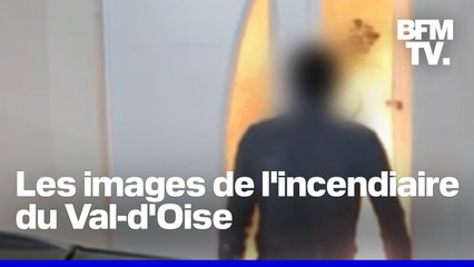 DOCUMENT BFMTV: les images de l'incendiaire qui s'en est pris aux biens d'un élu dans le Val-d'Oise