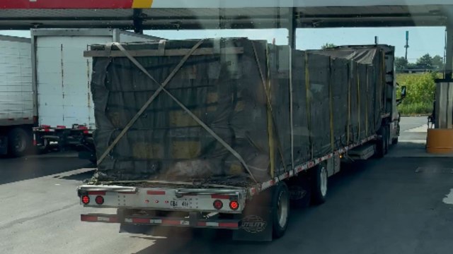 Trucker finds a swarm of bees at the truck stop with bee houses