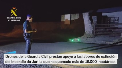 El incendio de Jarilla (Cáceres) a vista de dron