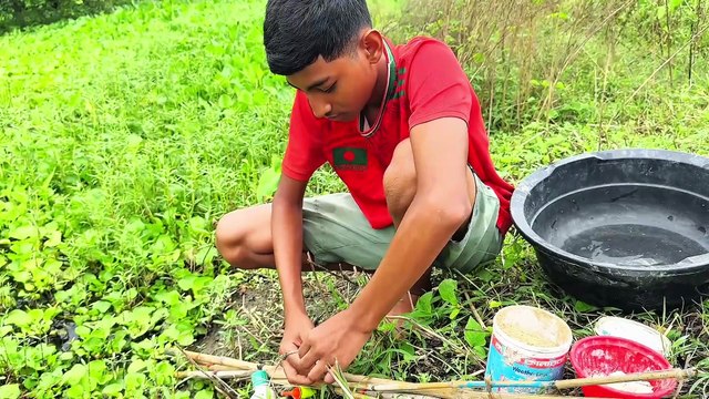 Fishing Traditional Boys Hunting Fish With Hook In Beautiful Nature #fishing