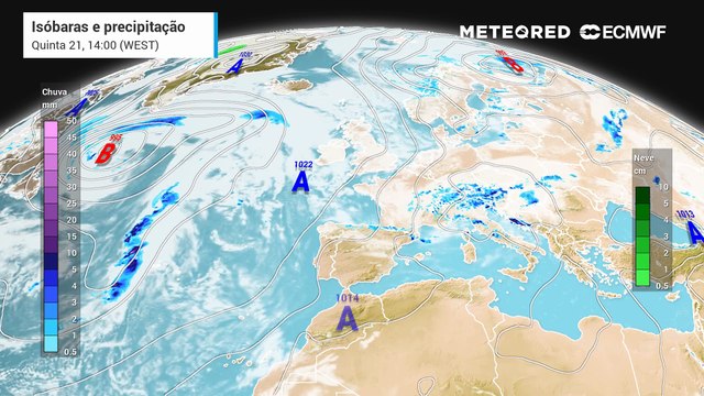 A aproximação de centros de baixa pressão ao continente português poderá resultar em instabilidade atmosférica