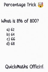 Master the Percentage Trick: Solve 8% of 800 Instantly! 🎯