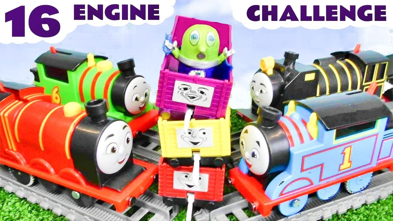 16 Thomas The Train engines in a strongest train competition