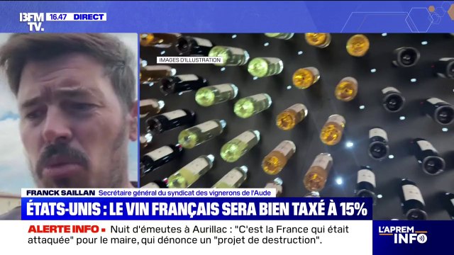 Droits de douane américains: pour Franck Saillan, secrétaire général du syndicat des vignerons de l'Aude, la taxation des vins français à hauteur de 15% est un drame économique