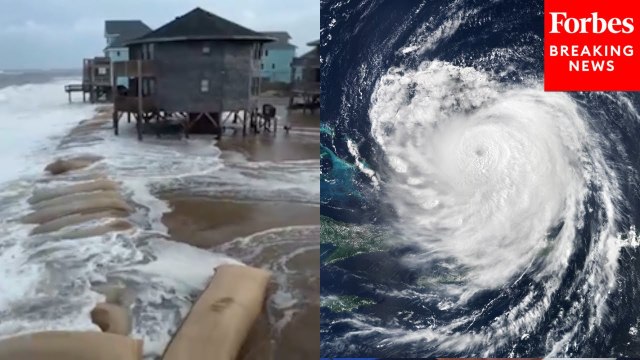 Hurricane Erin Brings High Tides And Crashing Waves To Buxton, North Carolina