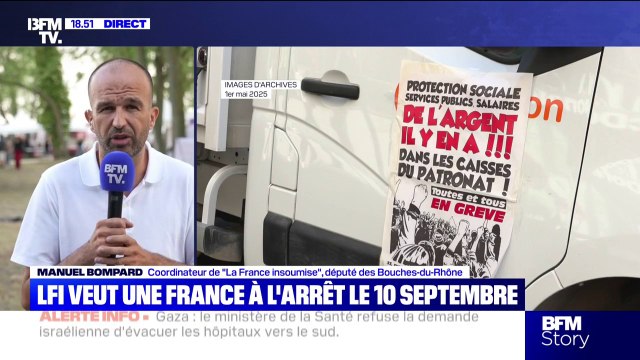 Mobilisation du 10 septembre: Manuel Bompard souhaite que ce soit l'occasion d'une mobilisation populaire la plus large et la plus puissante possible