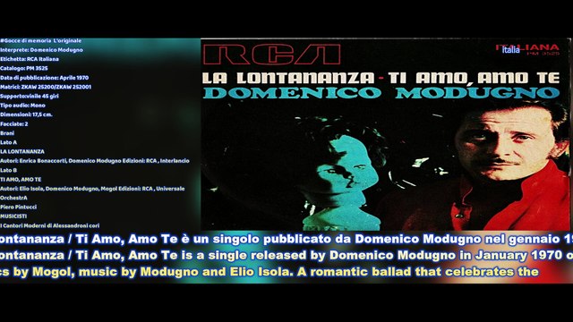 VINILE N.371 Domenico Modugno – La Lontananza / Ti Amo, Amo Te 1970