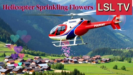 “Helicopter Showering Flowers Over the Village | A Heartwarming Scene”