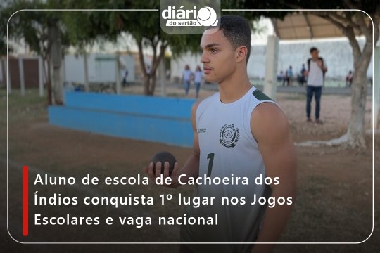 Aluno de escola de Cachoeira dos Índios conquista 1º lugar nos Jogos Escolares e vaga nacional